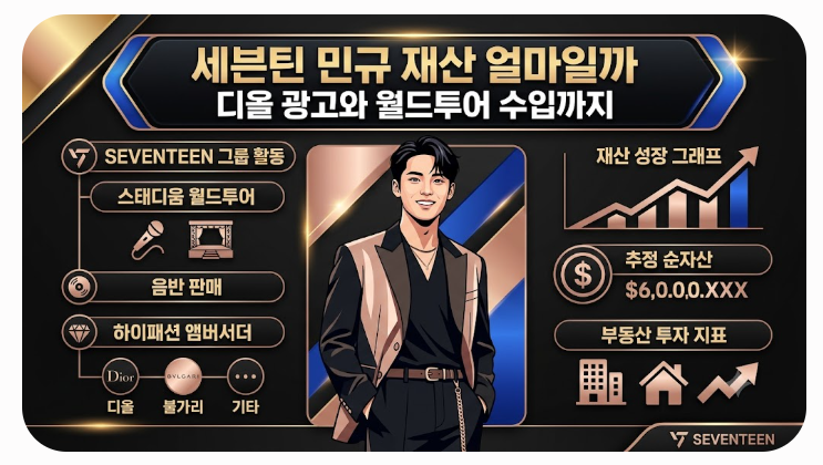 세븐틴 민규 재산 얼마일까 디올 광고와 월드투어 수입까지