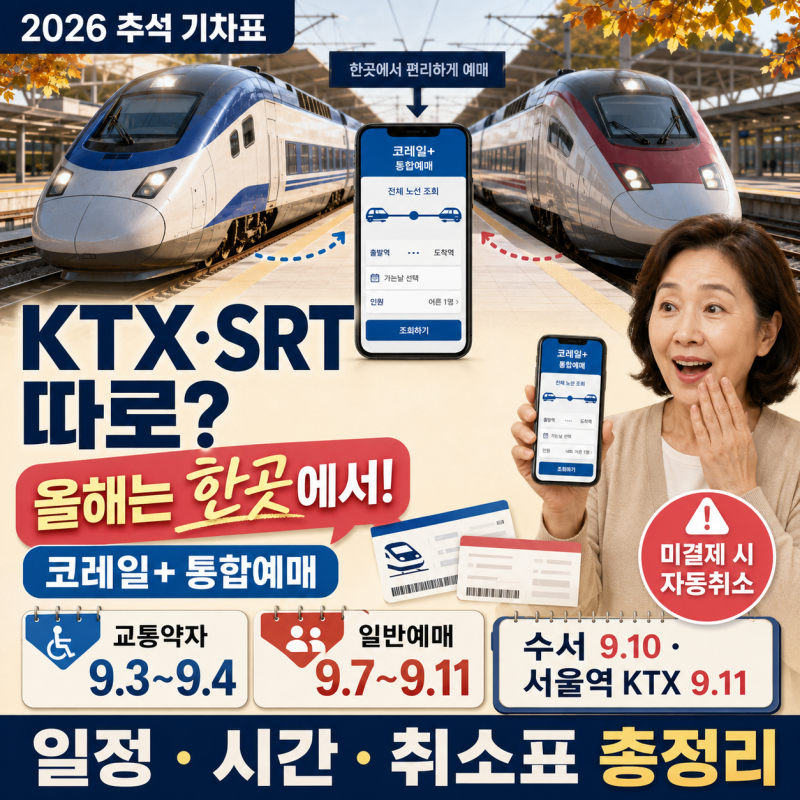2026 추석 기차표 예매 일정, 코레일 KTX·SRT 날짜 시간과 취소표 잡는 방법 총정리