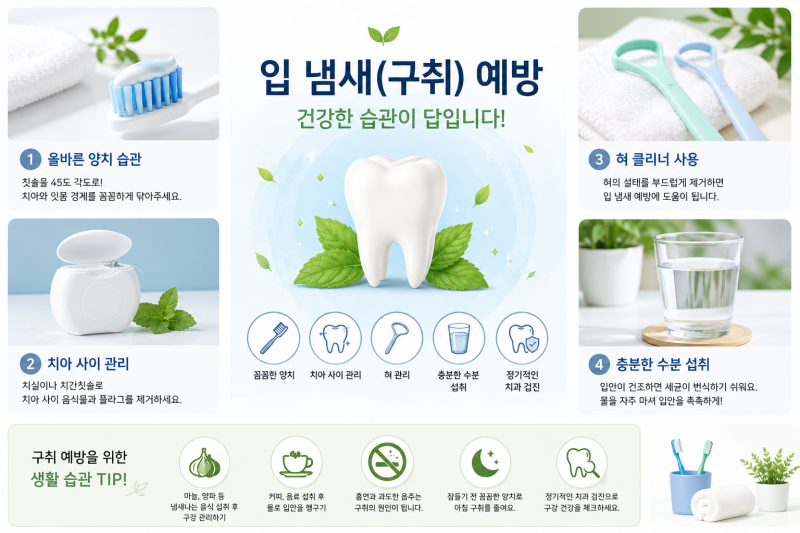 입 냄새, 양치해도 계속 난다면? 구취 원인 7가지와 없애는 관리법