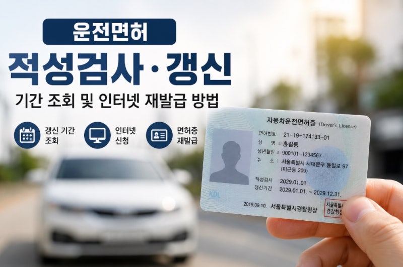 운전면허증 적성검사 갱신 기간 조회 및 인터넷 재발급 방법