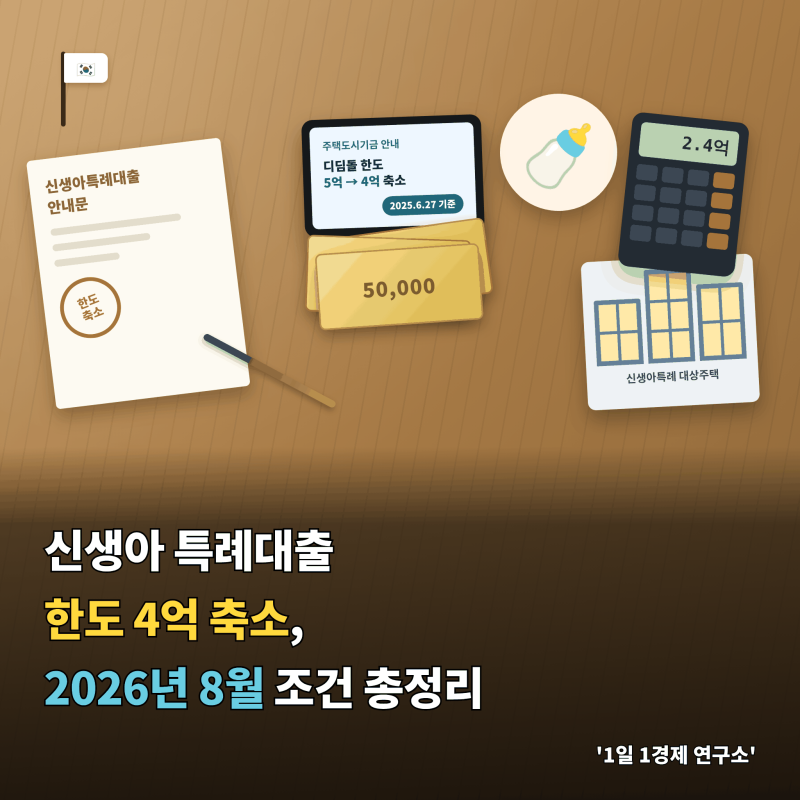 신생아 특례대출 한도 4억 축소, 2026년 8월 조건 총정리