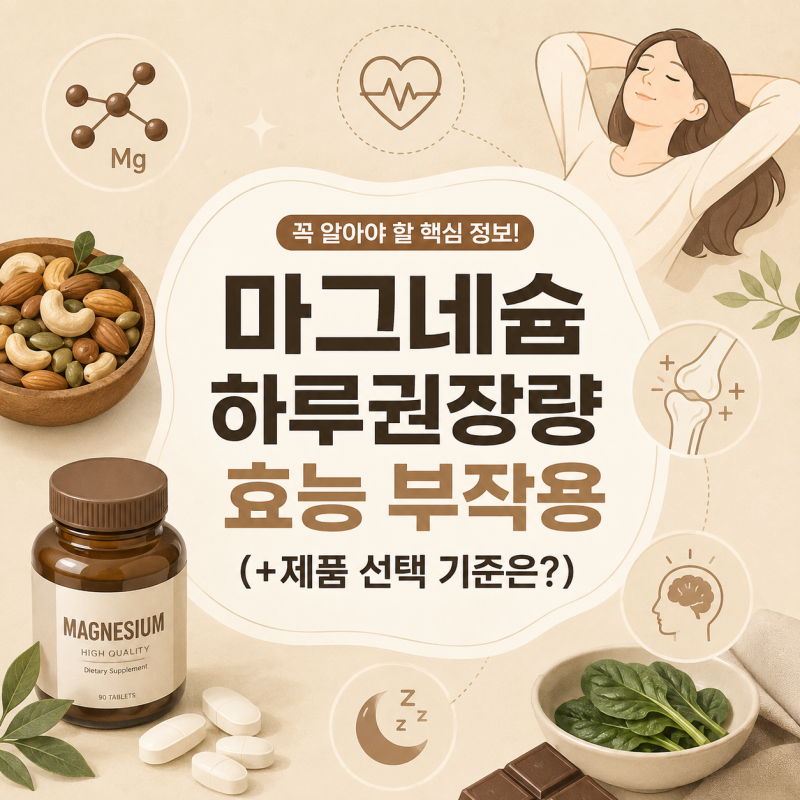 마그네슘 하루권장량 효능 부작용 (+제품 선택 기준은?)