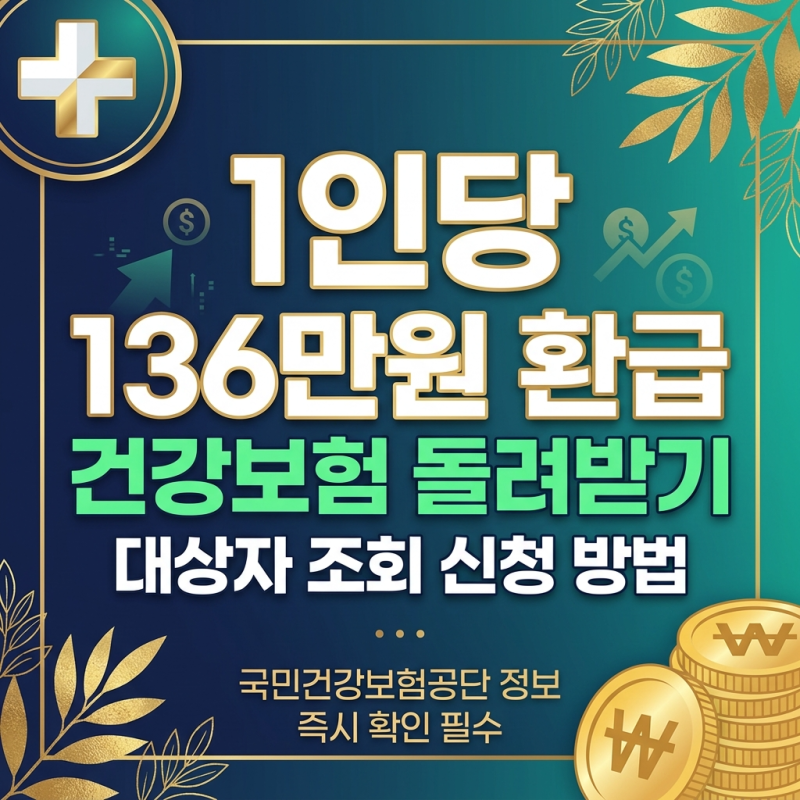 1인당 평균 136만원 건강보험 환급금 대상자 조회 및 신청 방법 총정리