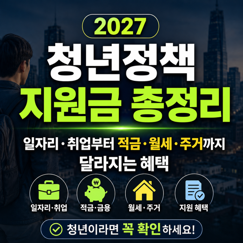 2027 청년정책 지원금 총정리, 일자리·취업부터 적금·월세·주거까지 달라지는 혜택