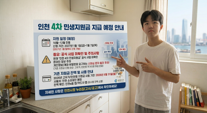 인천 4차 민생지원금 지급 안내, 신청 일정과 스미싱 주의사항