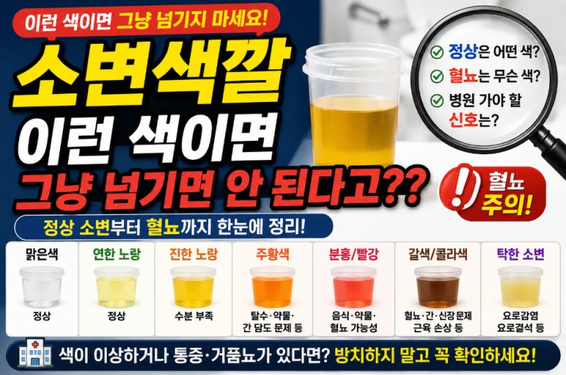 소변색깔 이런 색이면 그냥 넘기면 안 된다고?? 정상 소변부터 혈뇨까지 알아보니