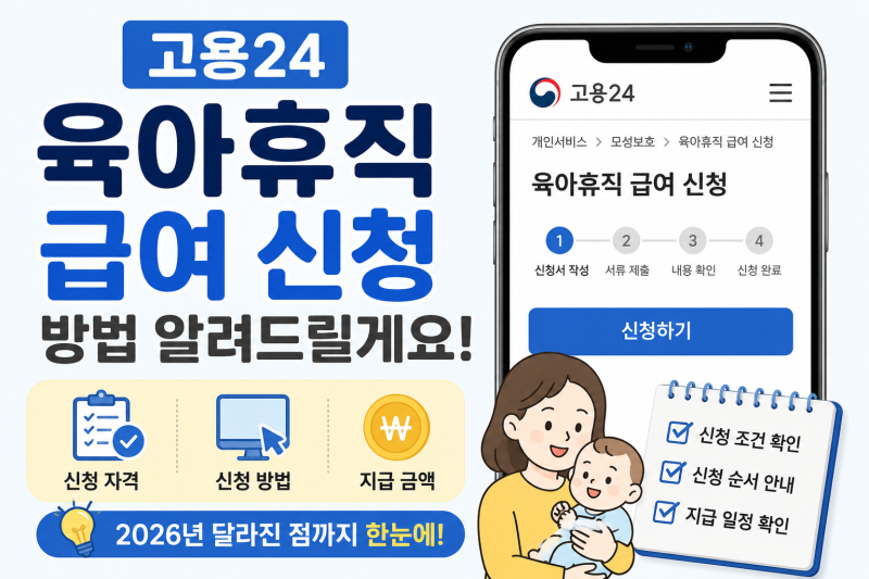 고용24 육아휴직 급여 신청 방법 알려드릴게요