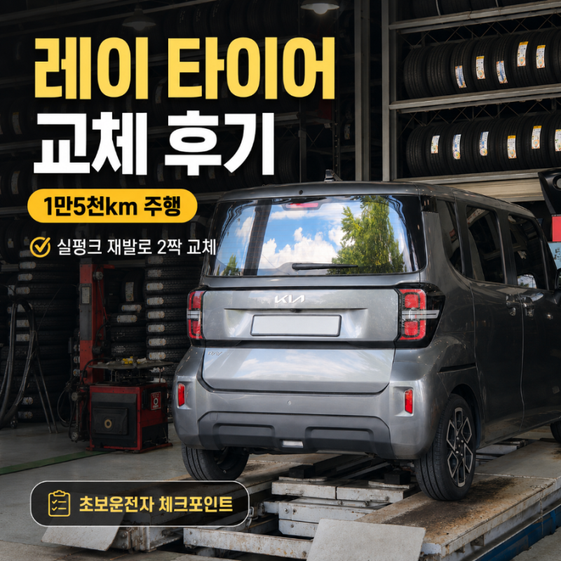 레이 타이어 교체 후기, 1만 5천 km 실펑크 재발, 타이어뱅크 울산공항점에서 교체