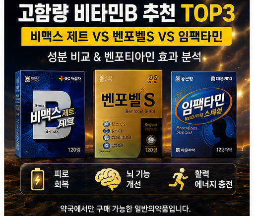 약국 고함량 비타민B 3대장 솔직 비교: 비맥스제트 vs 벤포벨S vs 임팩타민 (성분·가격·부작용....