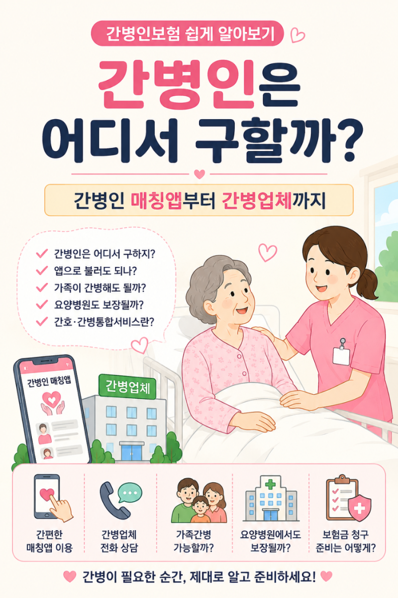 간병인은 어디서 구할까? 간병인보험부터 가족간병,간호간병통합서비스까지