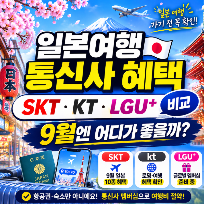 일본여행 통신사 멤버십 할인 총정리, SKT·KT·LGU+ 혜택 비교