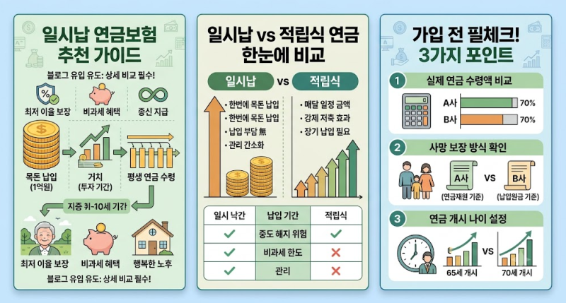 일시납 연금보험 가입 전 필수 확인! 비과세 한도와 최저보증 수익률 완전 정리