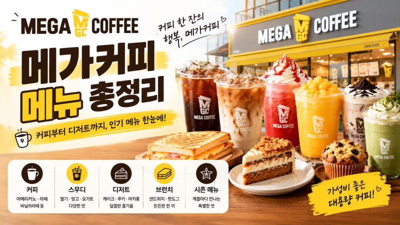 메가커피 메뉴 추천, 커피부터 디저트까지, 인기 메뉴 한눈에!