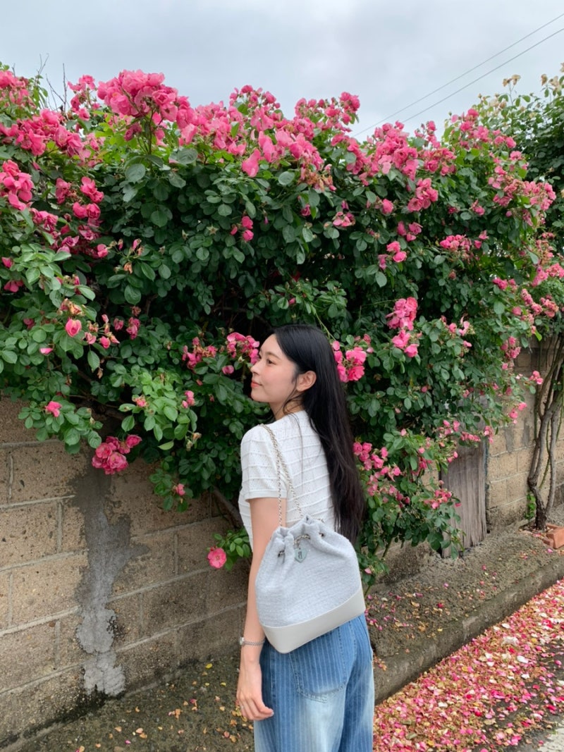 [더바넷 트위드 드로스트링 체인 백팩] 민트 구매, 실사용 후기, 착용샷, 이너백 추천