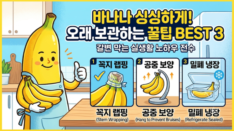 [살림 꿀팁] 바나나 끝까지 싱싱하게! 변색 없이 오래 보관하는 3가지 방법