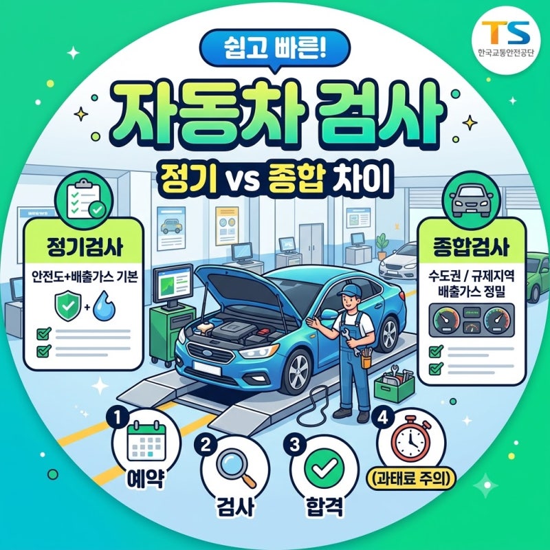 자동차, 이륜차 정기검사 vs 종합검사 차이점과 예약 방법 총정리 (과태료 방지 팁)