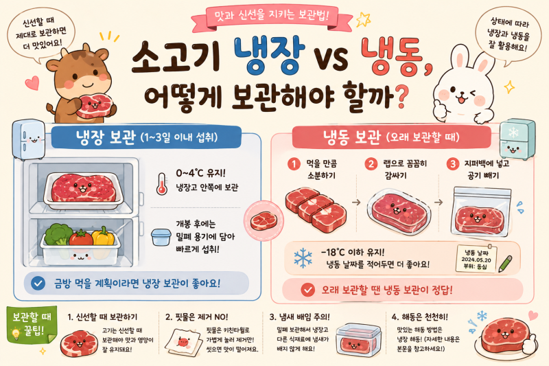 소고기 냉장·냉동 보관법, 맛을 지키는 해동 방법까지