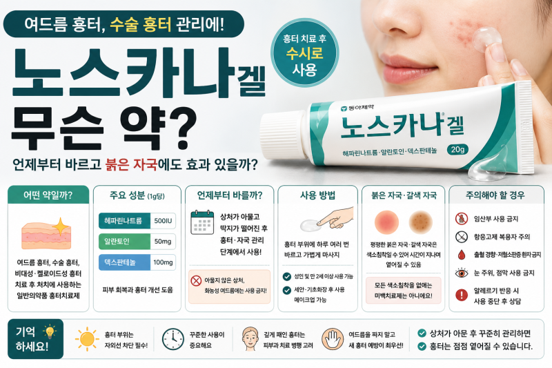노스카나겔 무슨 약? 여드름 흉터 언제부터 바르고 붉은 자국에도 효과 있을까?