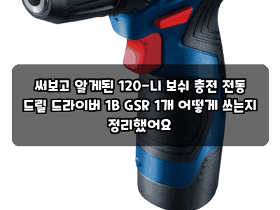 써보고 알게된 120-LI 보쉬 충전 전동 드릴 드라이버 1B GSR 1개 어떻게 쓰는지 정리했어요