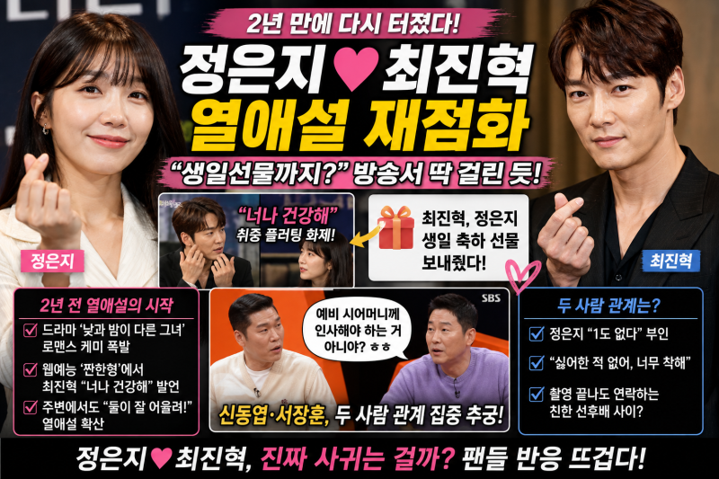 정은지♥최진혁 열애설 2년 만에 재점화…“생일선물까지?” 방송서 또 포착됐다