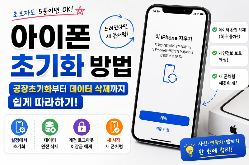 아이폰 초기화 방법｜공장초기화부터 데이터 삭제까지 쉽게 따라하기
