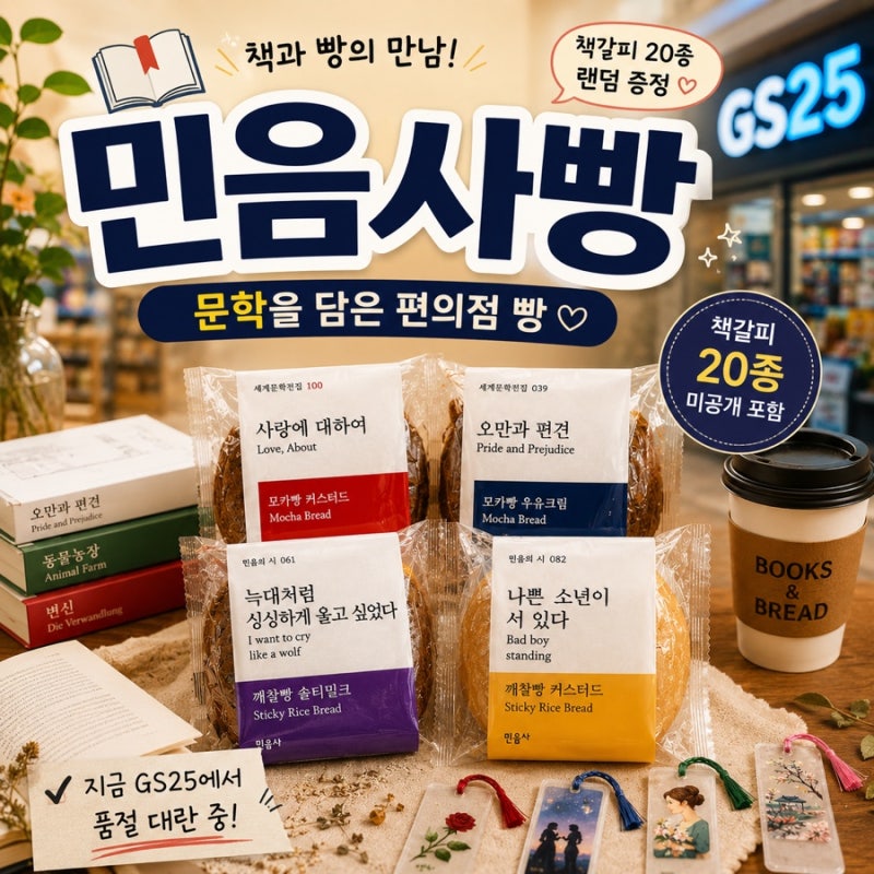 민음사빵 책갈피 종류 20종 미공개 포함, GS25 품절대란 이유