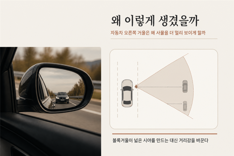 자동차 오른쪽 거울은 왜 사물을 더 멀리 보이게 할까