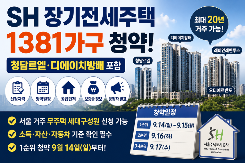 SH 장기전세주택 1381가구 청약｜청담르엘·디에이치방배 신청자격·일정 총정리
