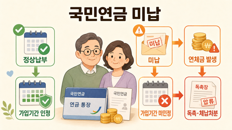 "국민연금 몇 달 밀리면 어떻게 될까?" 미납 불이익·연체금·연금액 영향 정리