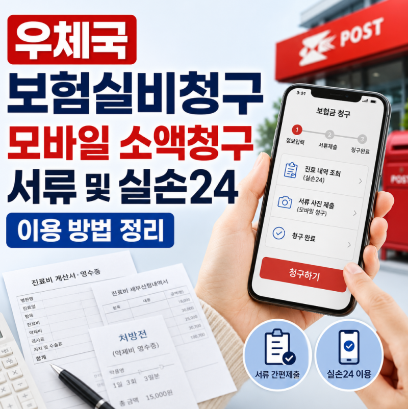 우체국 보험실비청구 모바일 소액청구 서류 및 실손24 이용 방법 정리