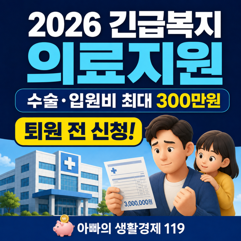 2026 긴급복지 의료지원 총정리｜수술·입원비 최대 300만원, 퇴원 전 신청