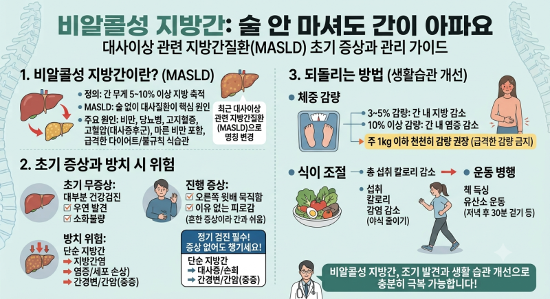 술 안 마시는데 지방간? 비알콜성 지방간 초기증상과 원인