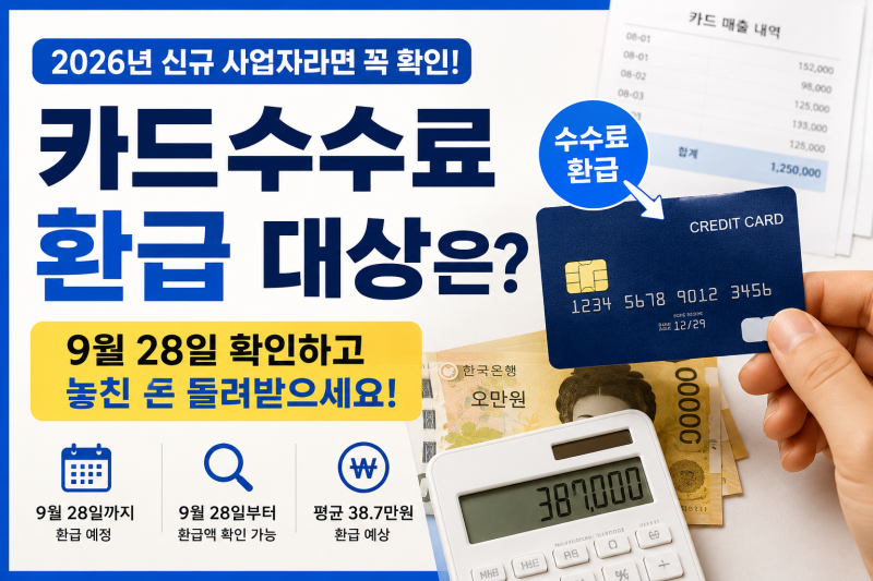 2026 카드수수료 환급 대상은? 신규 사업자라면 9월 28일 확인하세요