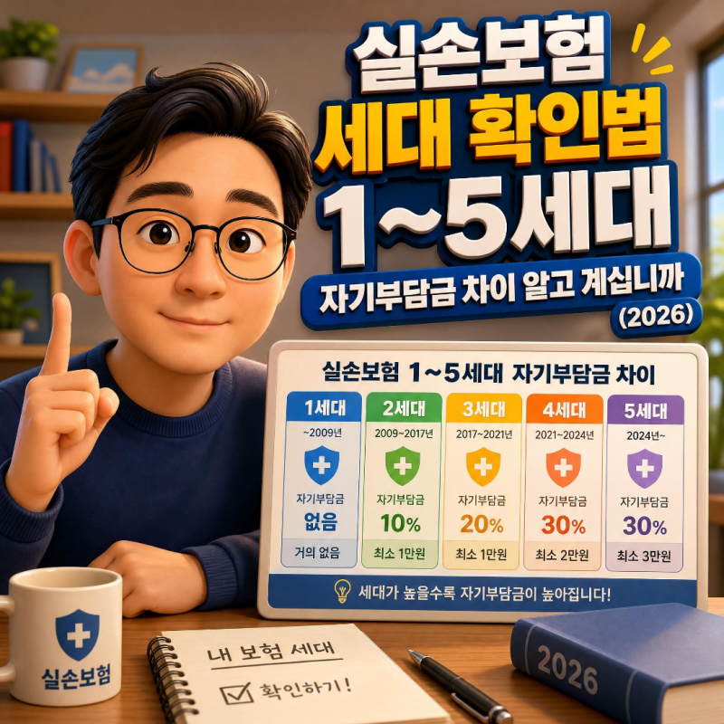 실손보험 세대 확인법 1~5세대 자기부담금 차이 알고 계십니까 (2026)