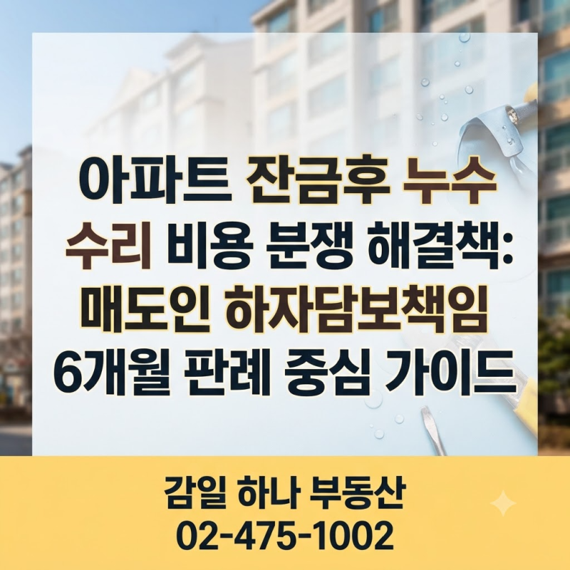 아파트 잔금 후 누수 수리 비용 분쟁 해결책: 매도인 하자담보책임 6개월 판례 중심 가이드