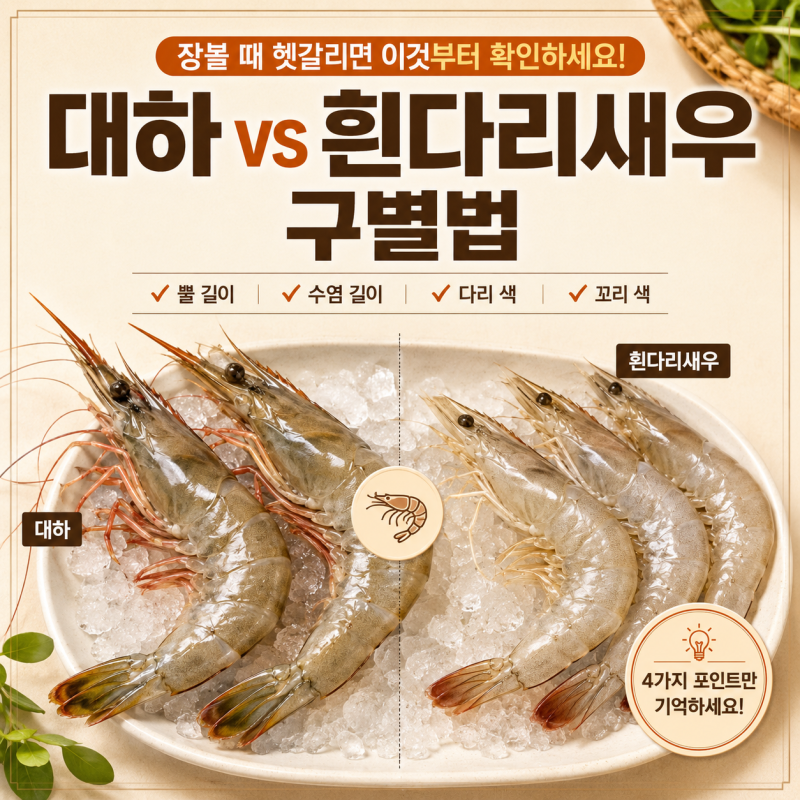 대하 흰다리새우 구별법, 장볼 때 헷갈리면 이것부터 확인하세요
