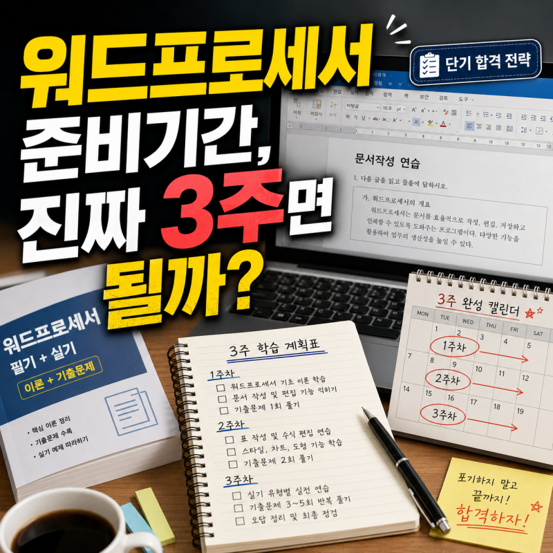 워드프로세서 준비기간, 진짜 3주면 될까?