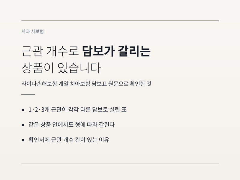 근관치료 보험청구, 근관 개수로 담보가 갈리는 상품이 있습니다
