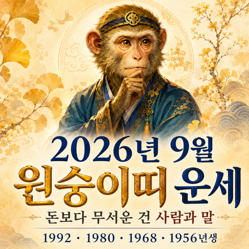 2026년 9월 원숭이띠 운세｜나이별로 다른 '이것'이 돈보다 무섭다