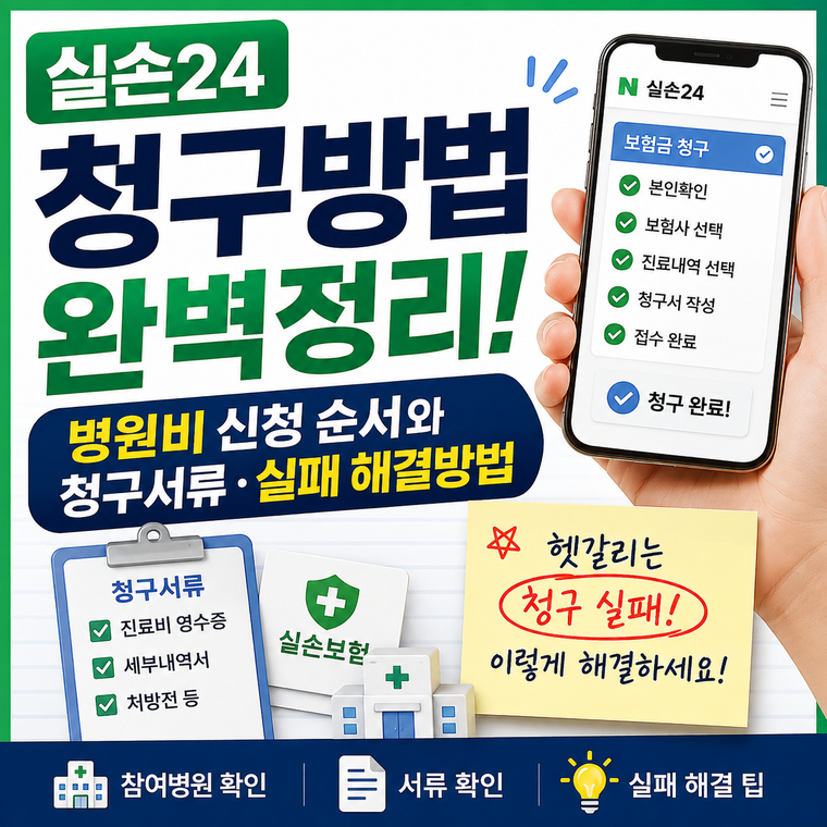 실손24 청구방법, 병원비 신청 순서와 청구서류·실패 해결방법