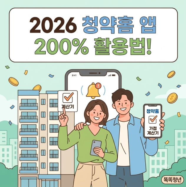2026 청약홈 어플 200% 활용법 및 알림 설정 가이드: 관심단지 맞춤 푸시, 가점 자동 계산, 세대....