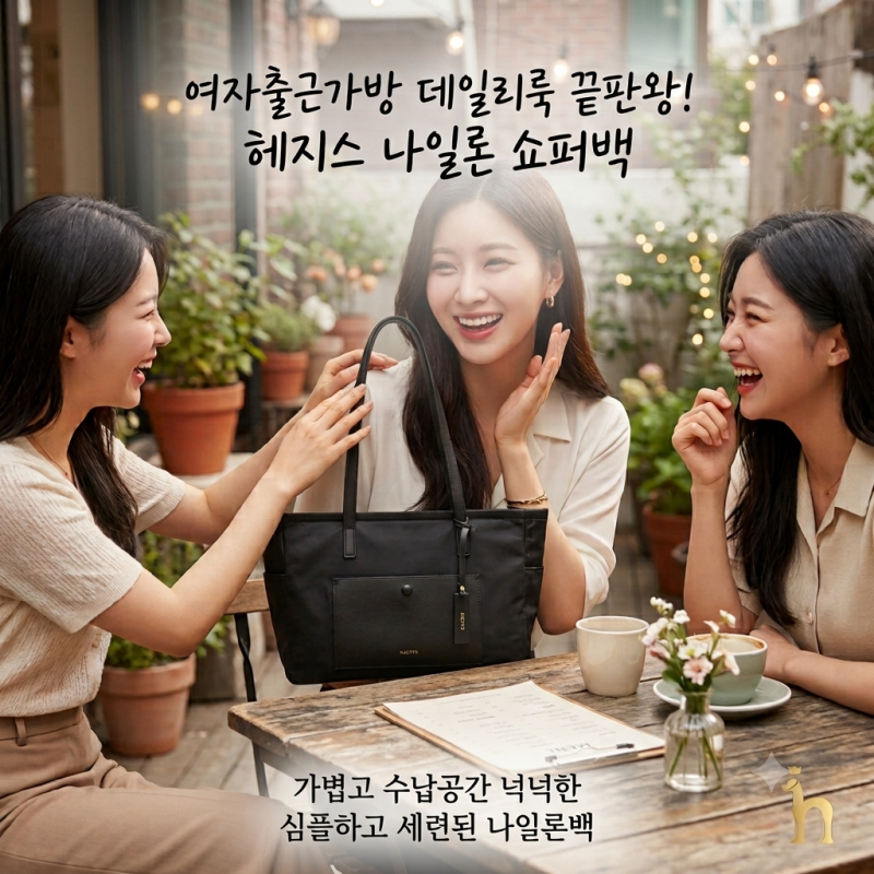 여자출근가방추천 | 헤지스 라잇백 나일론 탑집 쇼퍼백 블랙 내돈내산 구매 후기