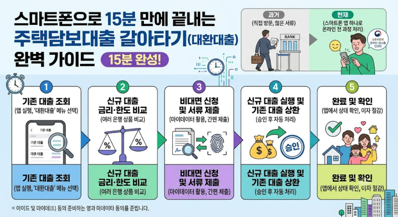 스마트폰으로 15분 만에 끝내는 주택담보대출 갈아타기(대환대출) 완벽 가이드