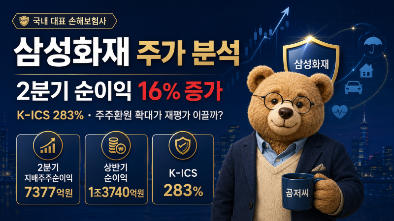삼성화재 주가 분석｜2분기 순이익 16% 증가, K-ICS 283%와 주주환원 확대가 재평가 이끌까?