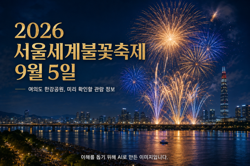2026 서울세계불꽃축제 9월 5일, 시간·무료 관람·노들섬 입장 총정리