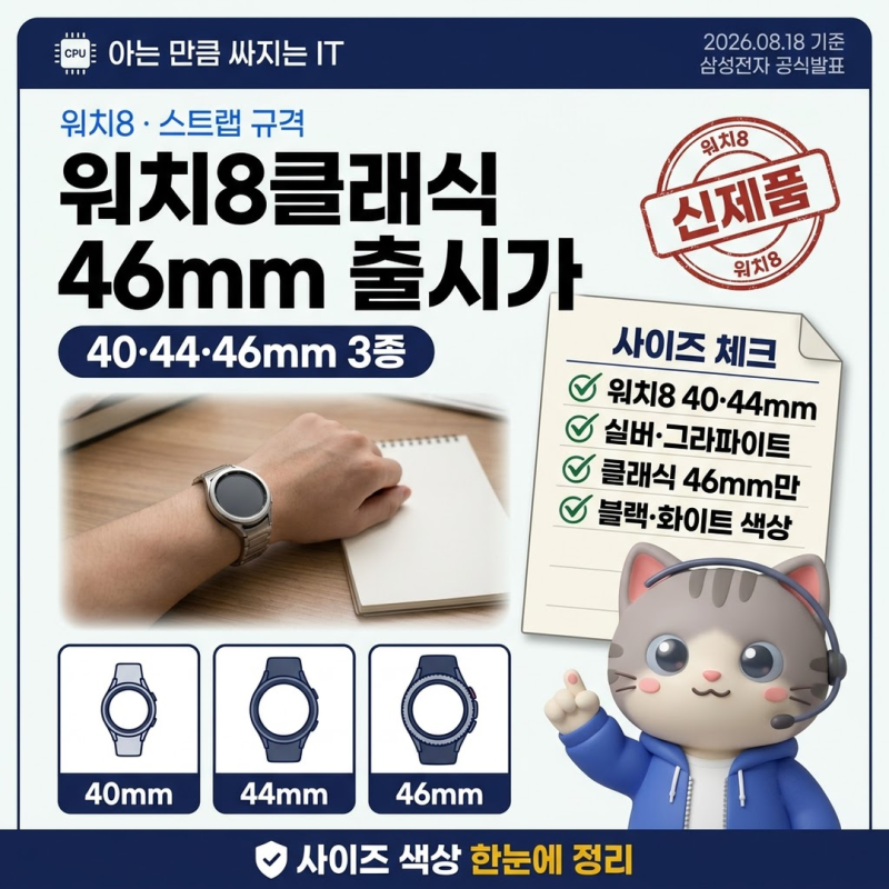 갤럭시워치스트랩 선택 기준과 워치8 클래식 출시 사이즈 가격