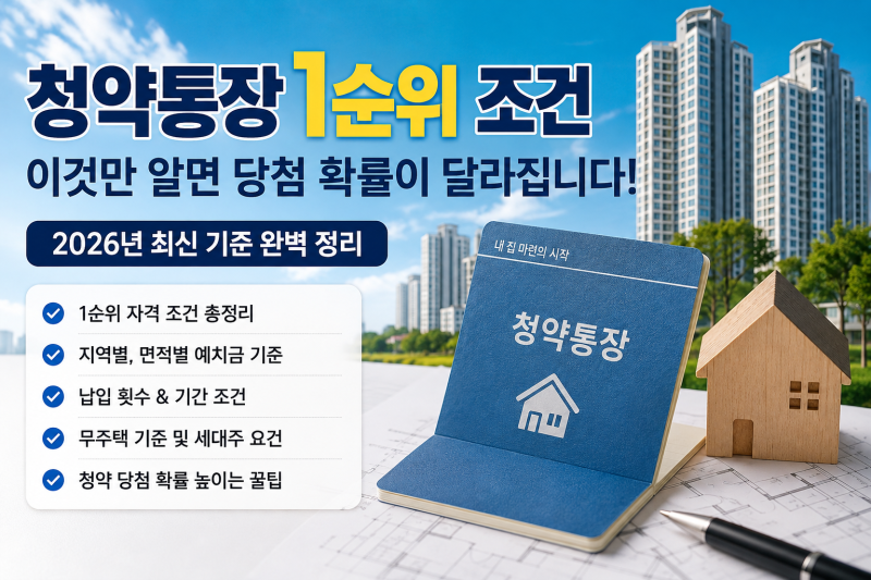 청약통장 1순위 조건 2026｜서울 아파트 청약 노린다면 이것부터 확인하세요