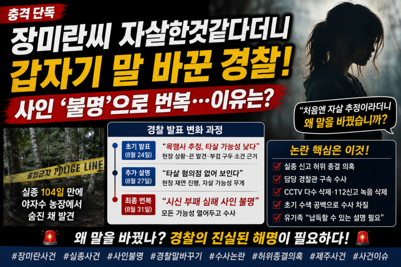 “자살로 추정한다더니…” 장미란씨 사망, 경찰 갑자기 ‘사인 불명’으로 바꾼 이유