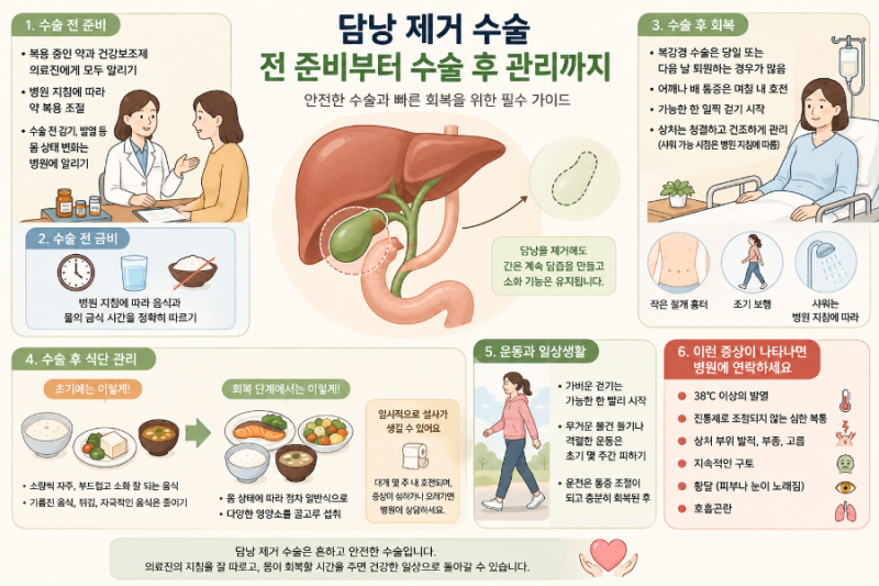 담낭 제거 수술 전 준비부터 수술 후 관리까지｜Gallbladder Surgery Recovery Guide
