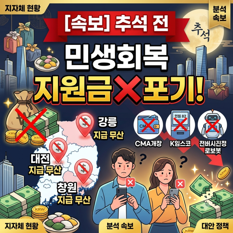 추석 전 민생회복 지원금 포기 지자체 어디? 8/28기준(대전·창원·강릉 현황)